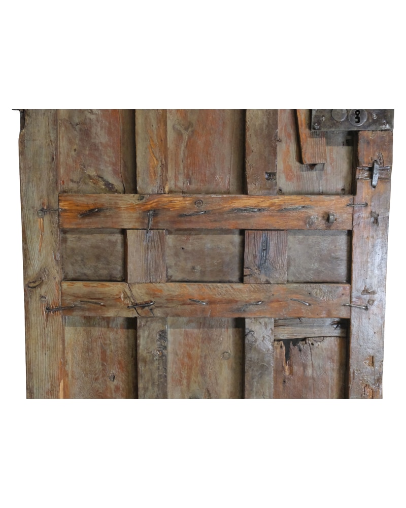 Rustic Wooden Door with Three Panels, 19th Century - 11/11