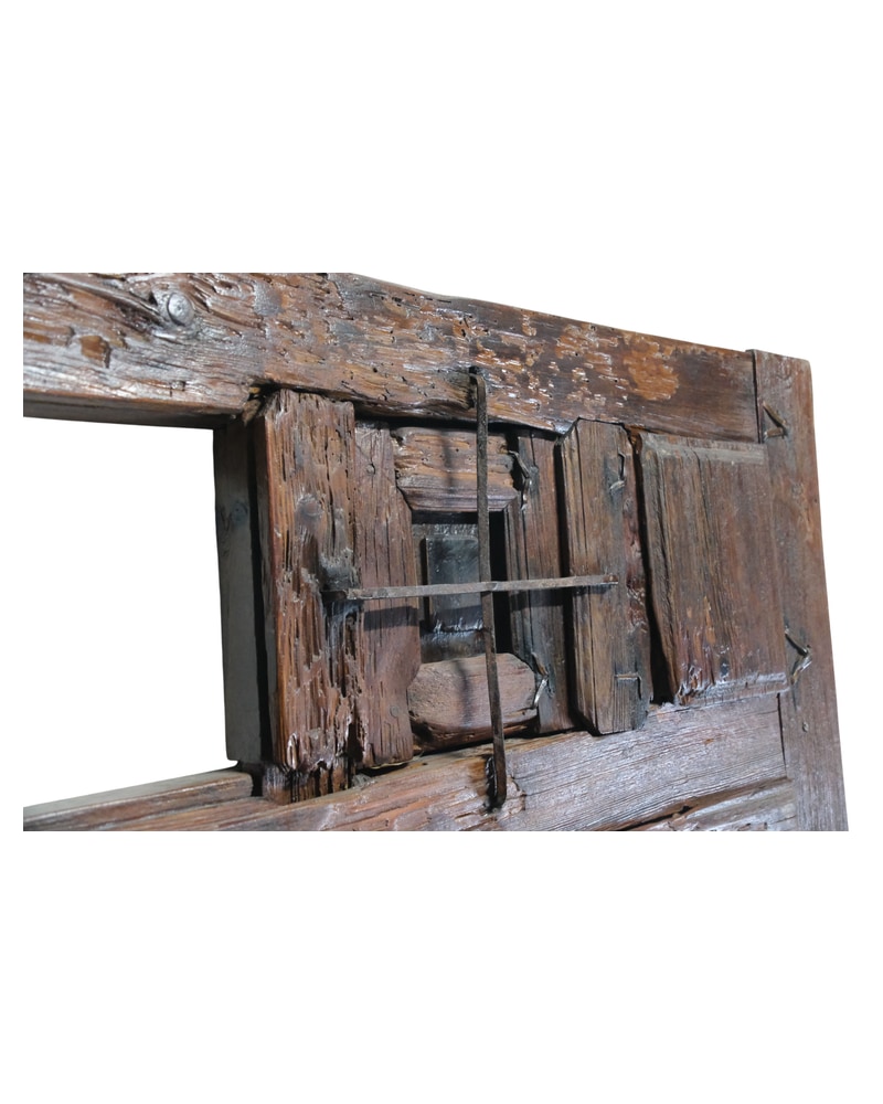Rustic 17th Century Pine Door with Small Windows - 8/15