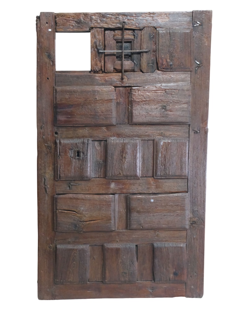 Rustic 17th Century Pine Door with Small Windows - 2/15