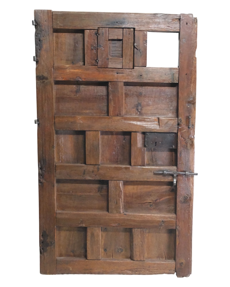 Rustic 17th Century Pine Door with Small Windows - 9/15