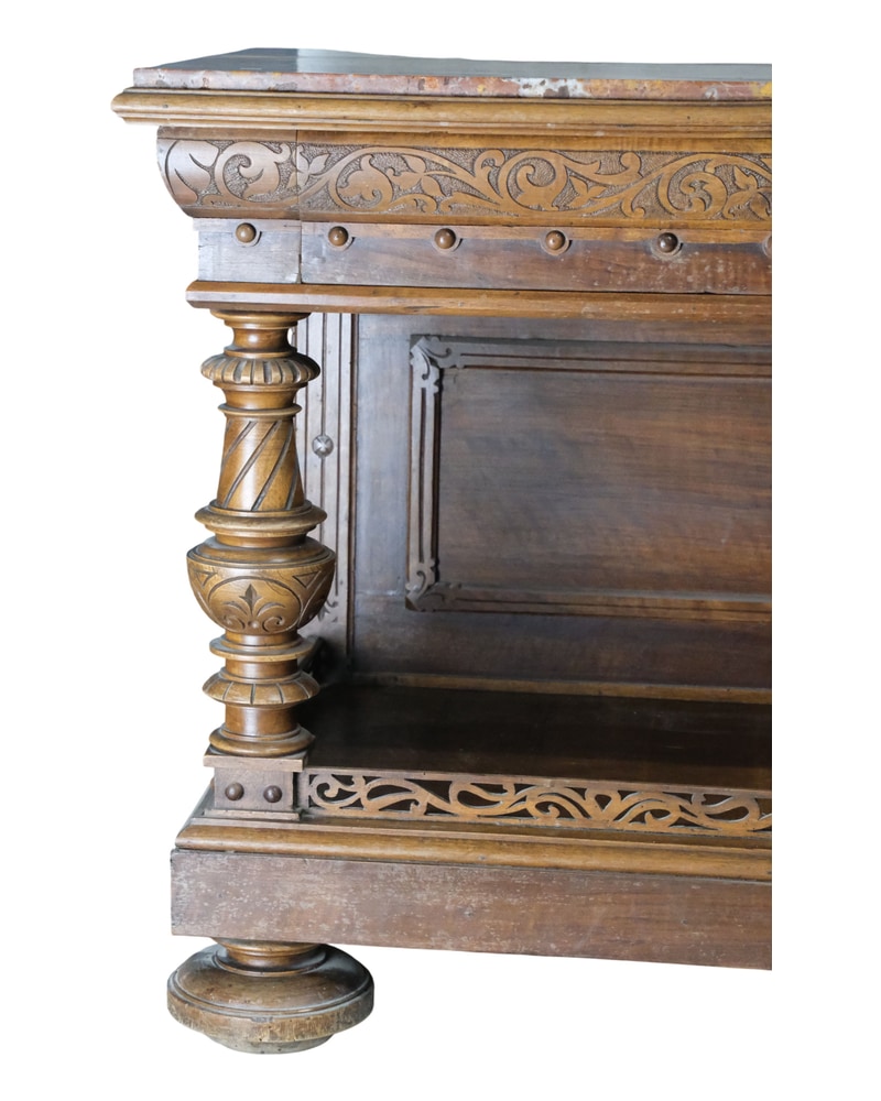 19th Century French Hall Table in Walnut with Floral Carving - 2/18
