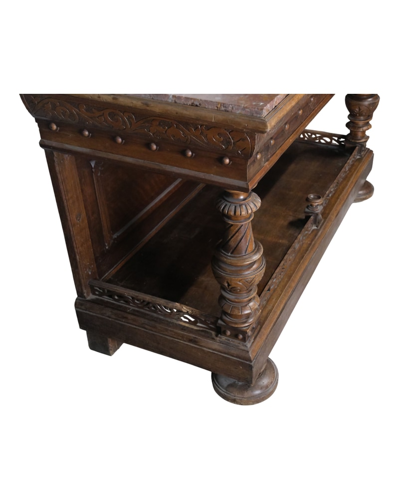 19th Century French Hall Table in Walnut with Floral Carving - 16/18