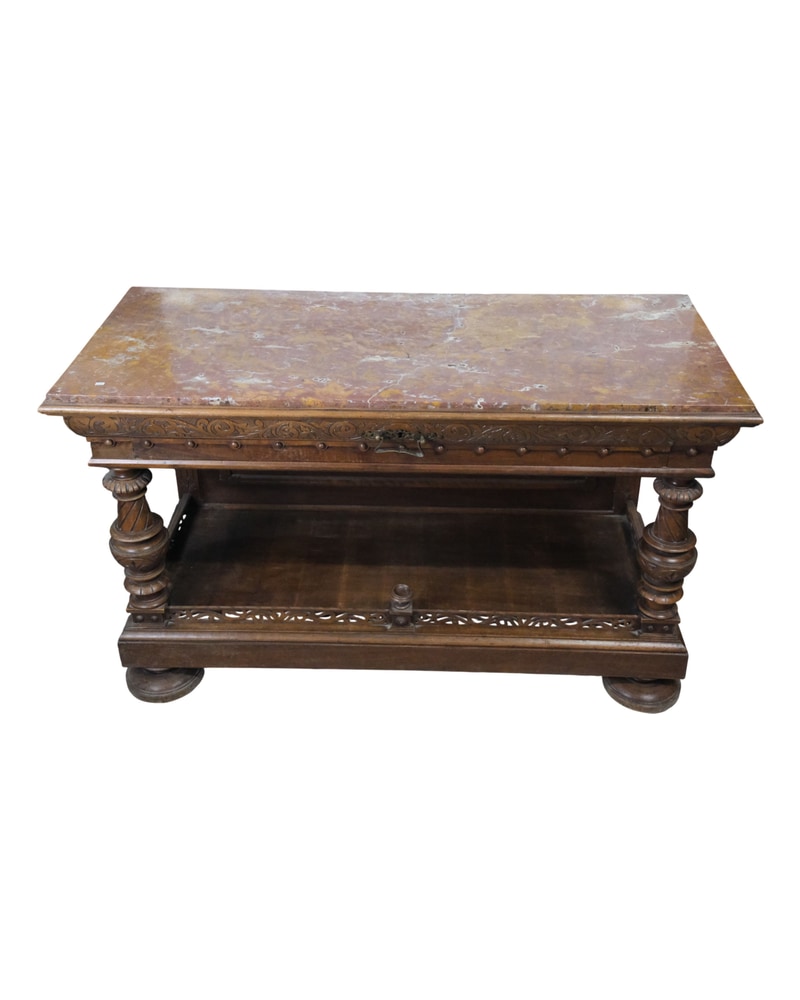 19th Century French Hall Table in Walnut with Floral Carving - 13/18