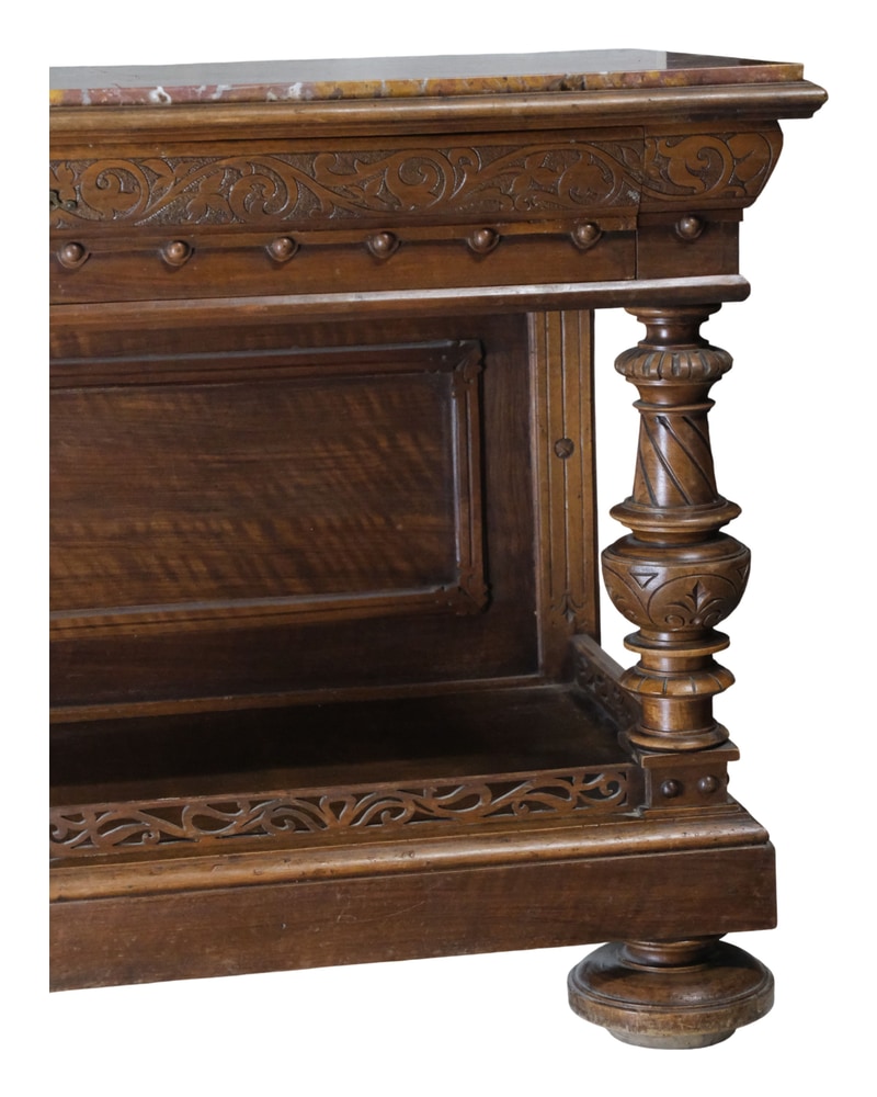 19th Century French Hall Table in Walnut with Floral Carving - 3/18