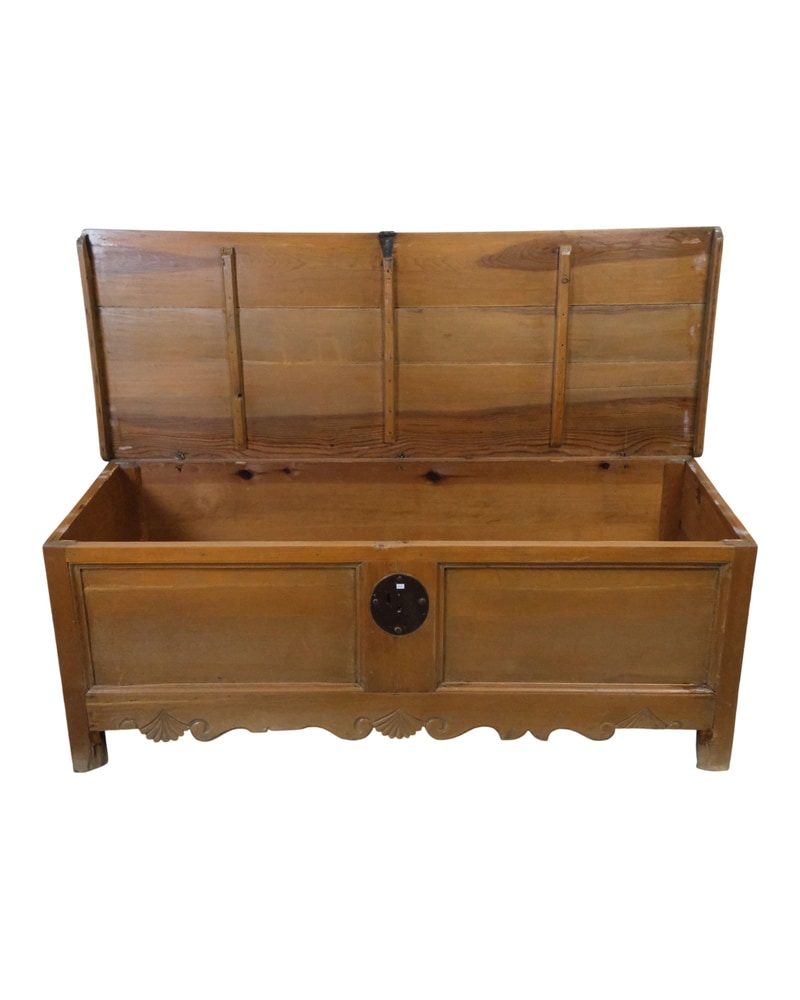 18th Century Andalusian Pine Chest with Carving - 7/11