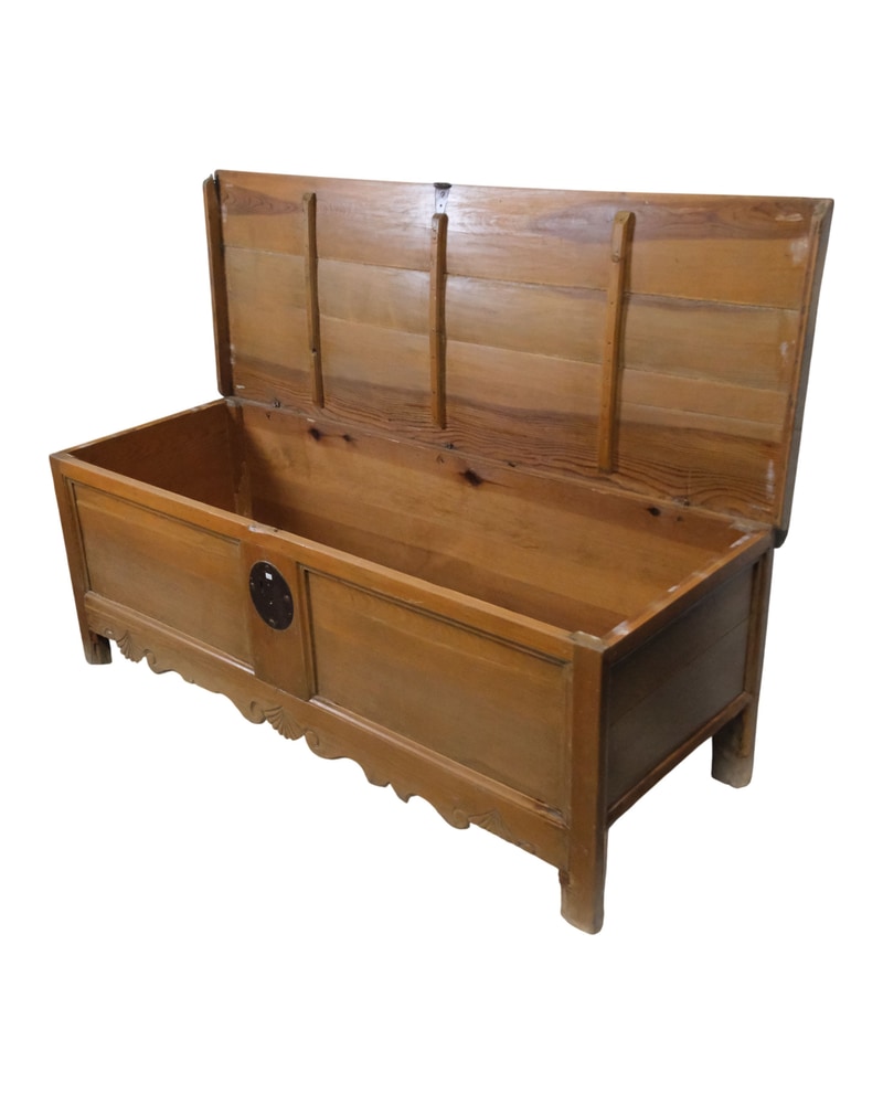 18th Century Andalusian Pine Chest with Carving - 8/11