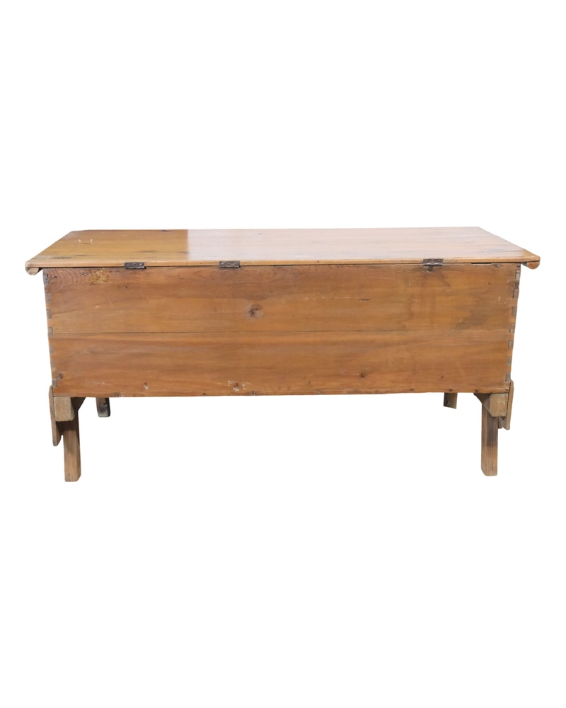 19th Century Pine Chest with Decorative Metals - 8/9