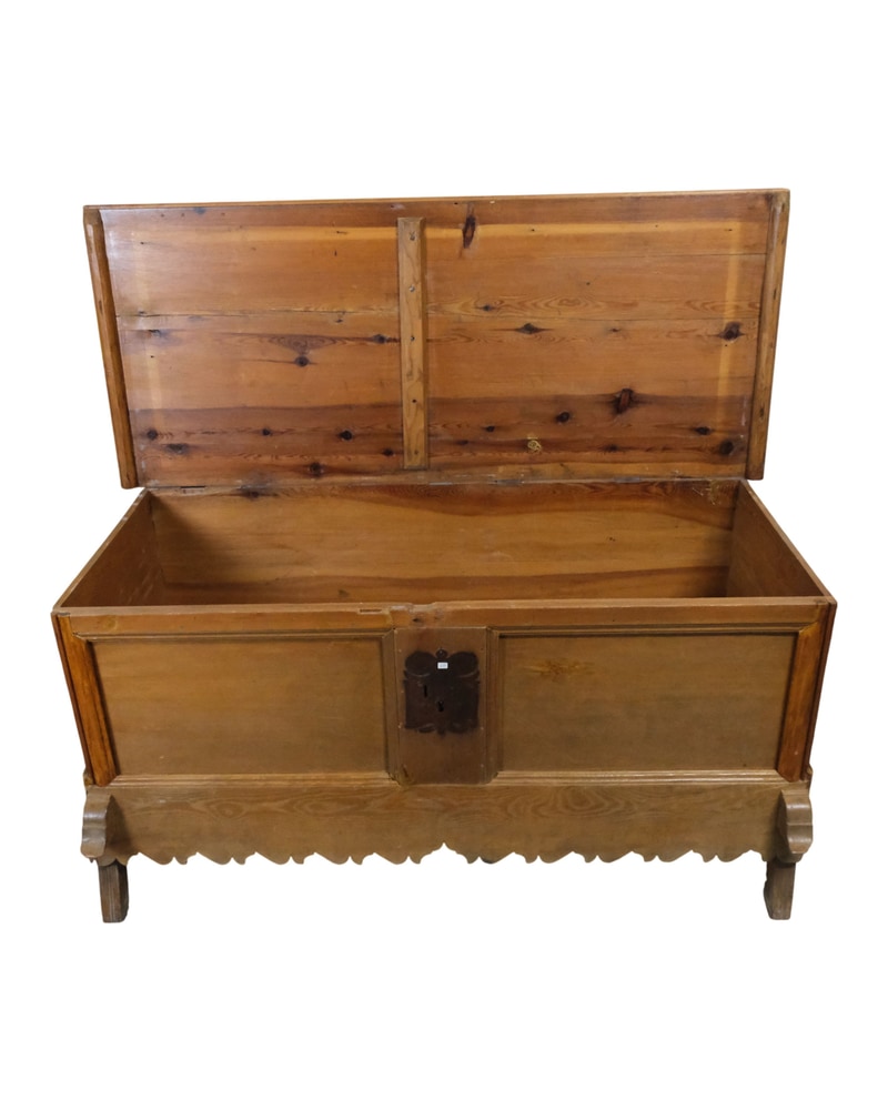 19th Century Pine Chest with Decorative Metals - 3/9