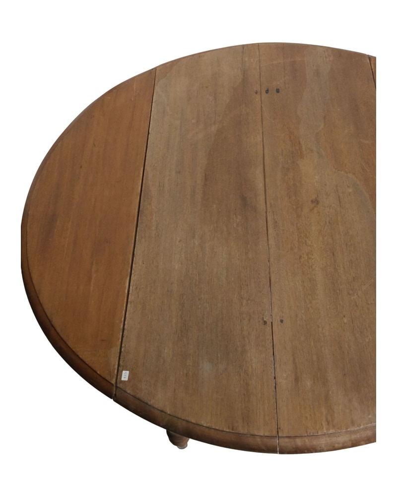 19th Century Round Oak Table with Leaves and Wheels - 5/5