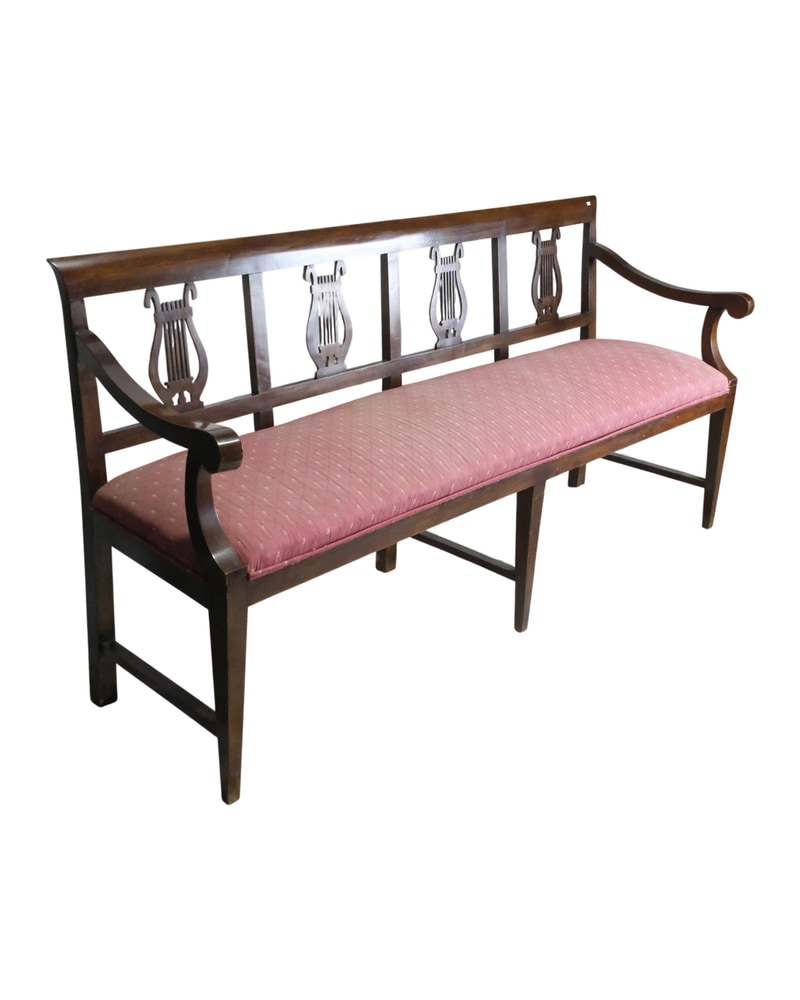 Neoclassical Bench from the 20th Century with Lattice Backrest - 2/7