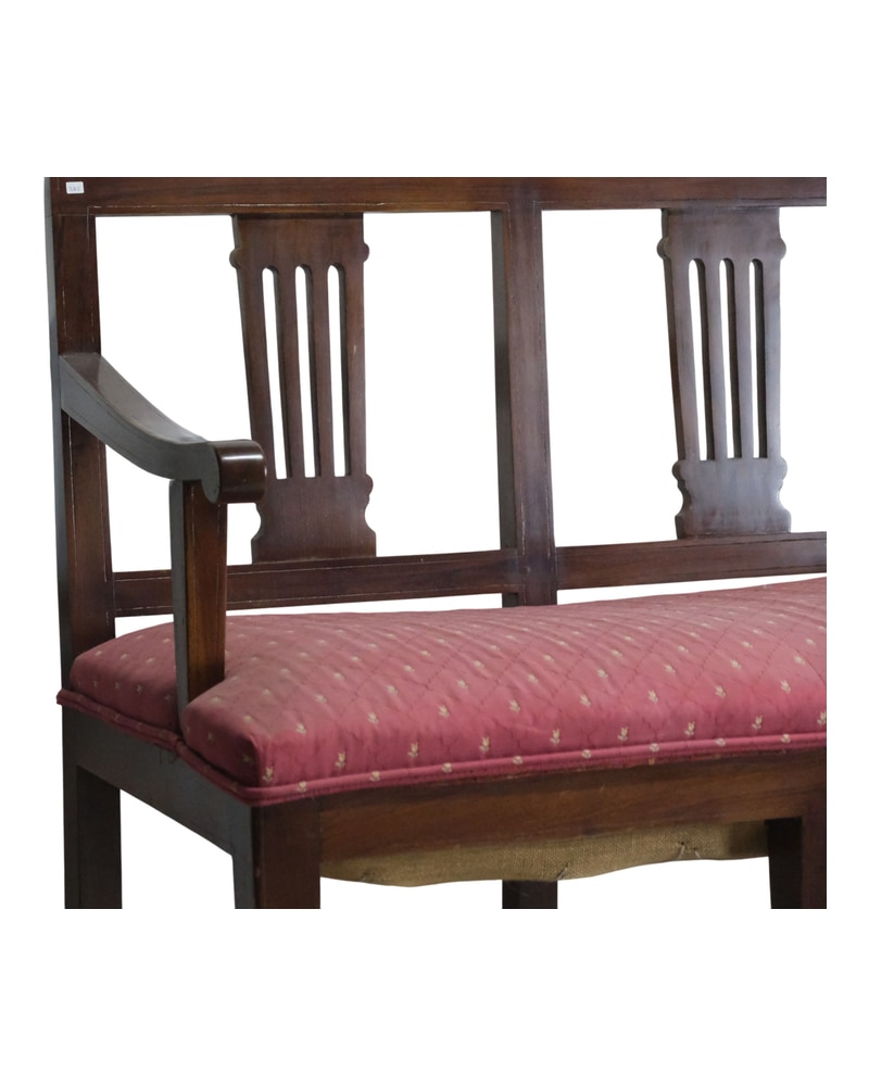 20th Century Neoclassical Bench with Preserved Fabric - 4/6