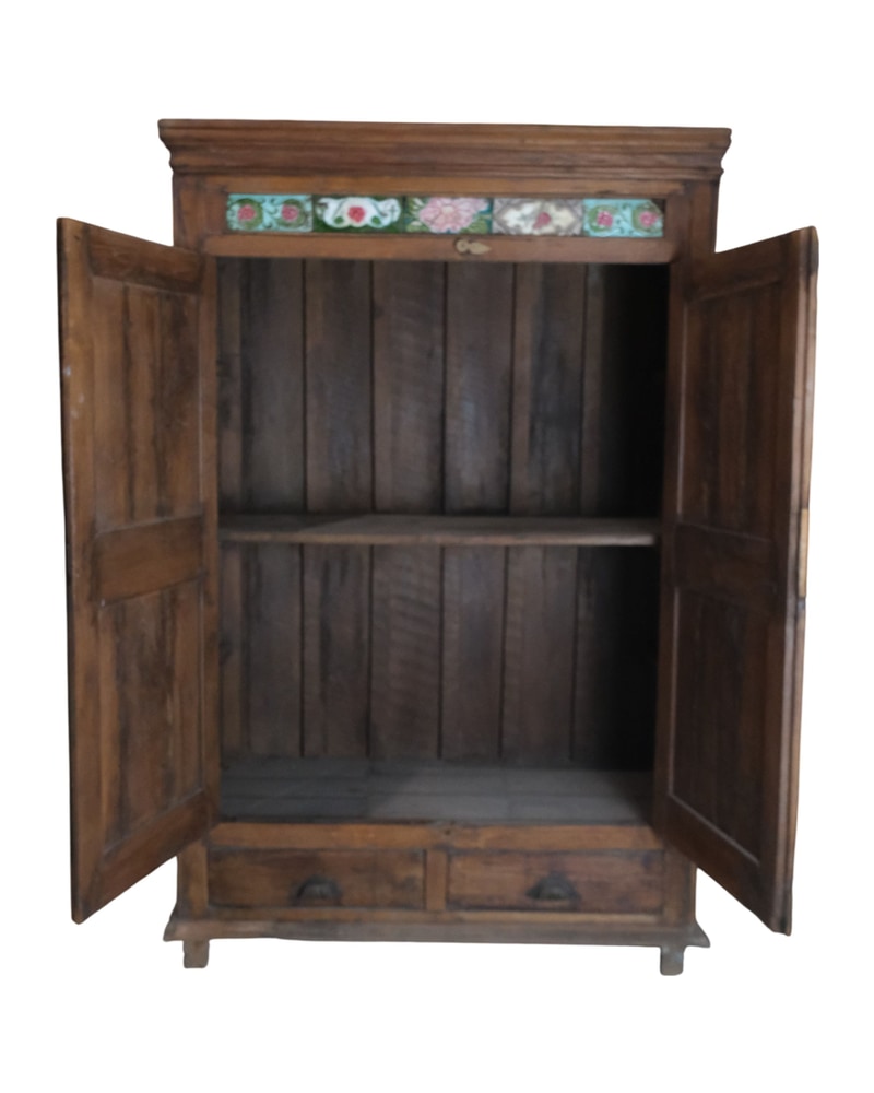 20th Century Indian Wooden Furniture with Ceramic Decoration - 2/4