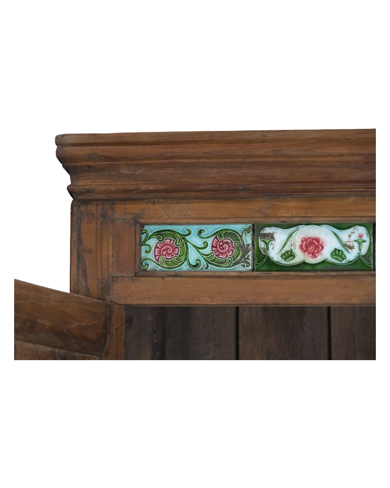 20th Century Indian Wooden Furniture with Ceramic Decoration - 3/4