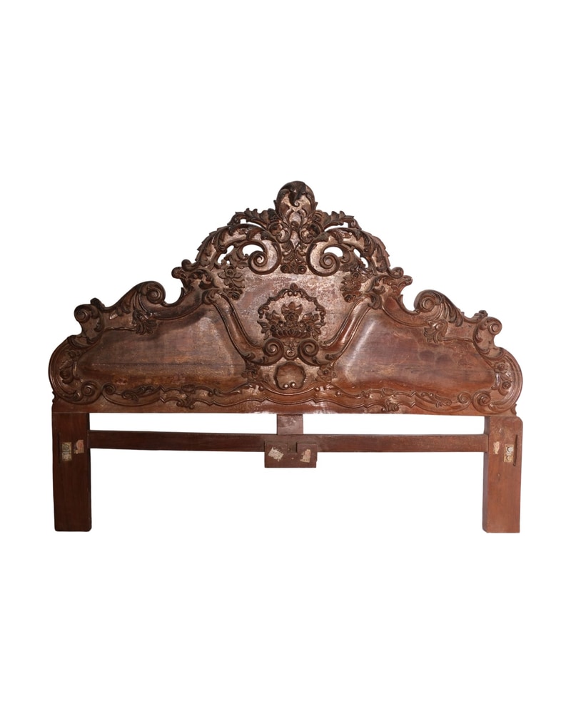 Cabecero de Cama del Siglo XX en Madera Maciza Estilo Neo-barroco