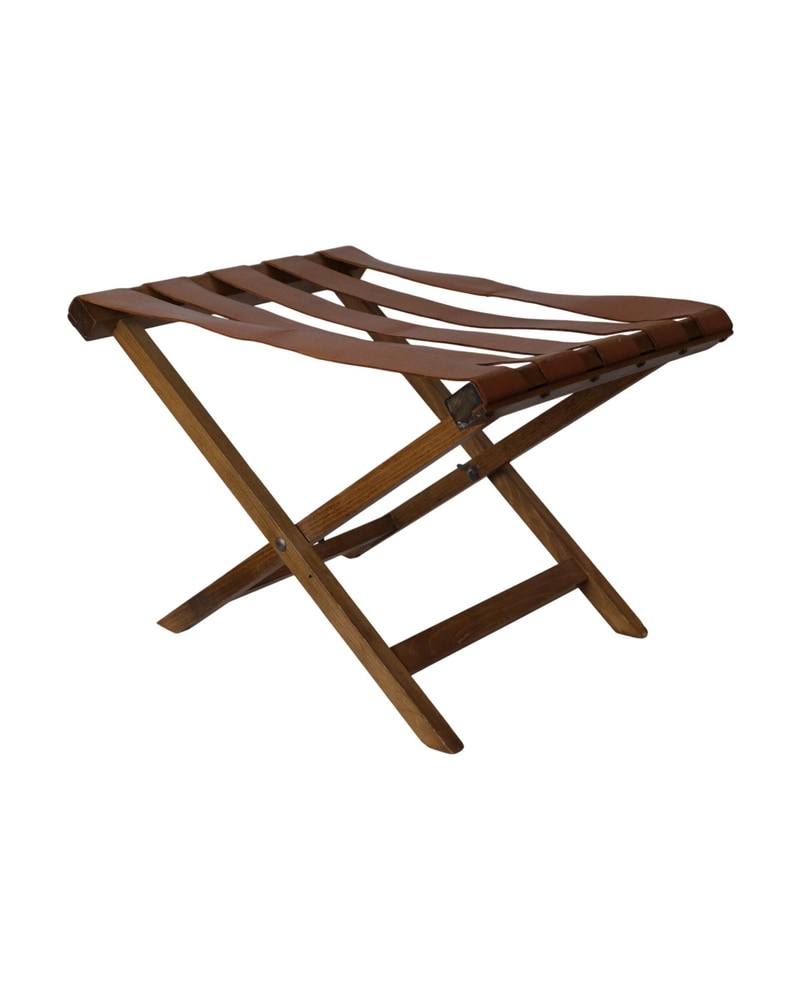 Portamaletas Vintage de Roble y Cuero