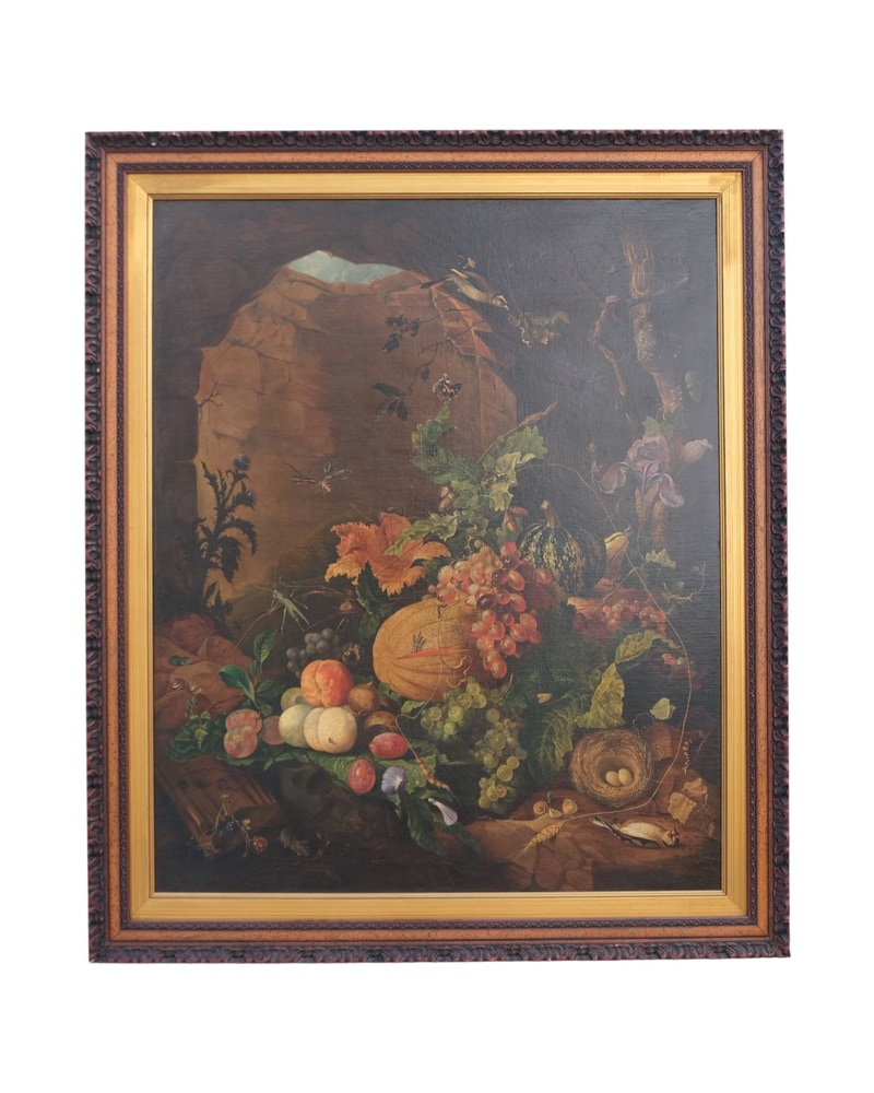 Naturaleza Muerta del Siglo XIX con Marco Elaborado