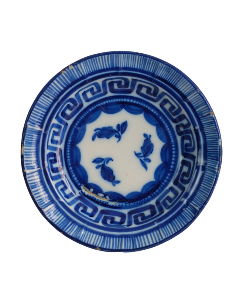 Plato Decorativo del Siglo XIX en Cerámica Azul