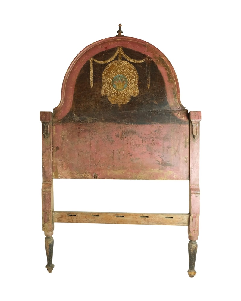 Cabecero de Cama del Siglo XIX con Decoración Pintada