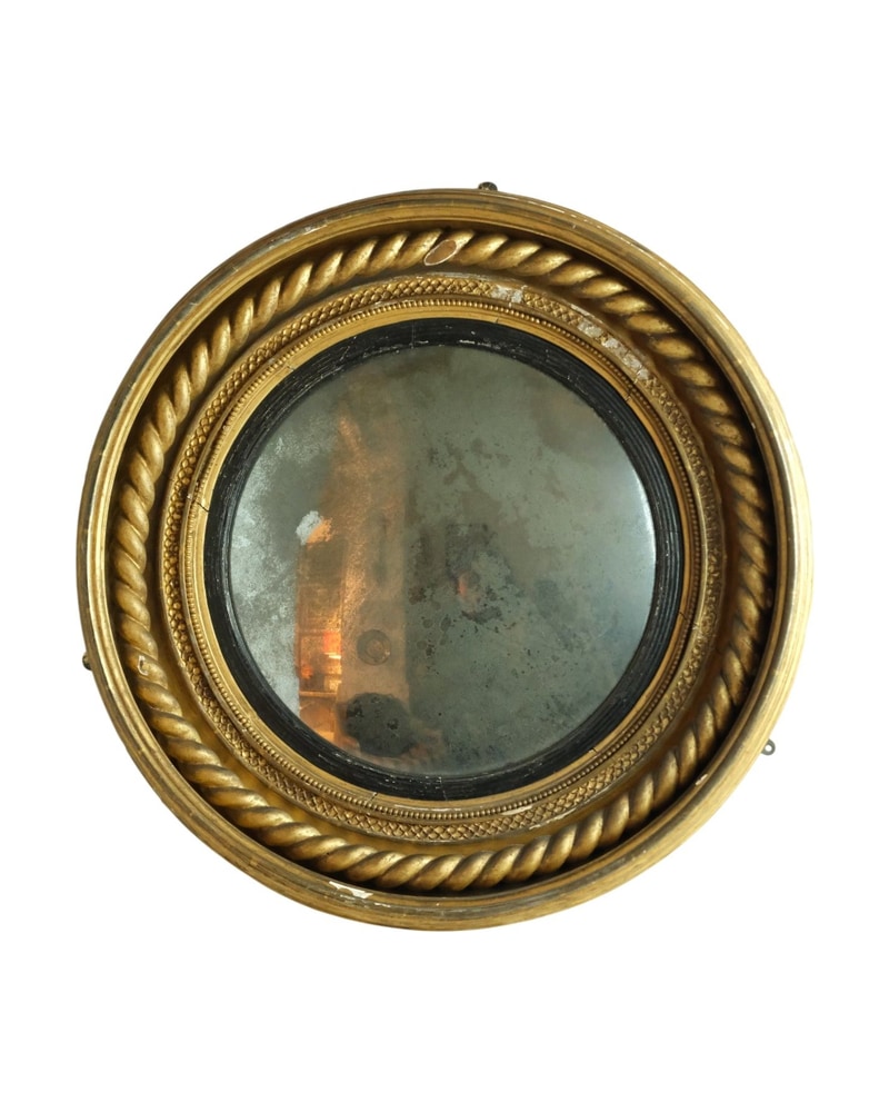 Espejo Redondo del Siglo XIX con Marco Dorado