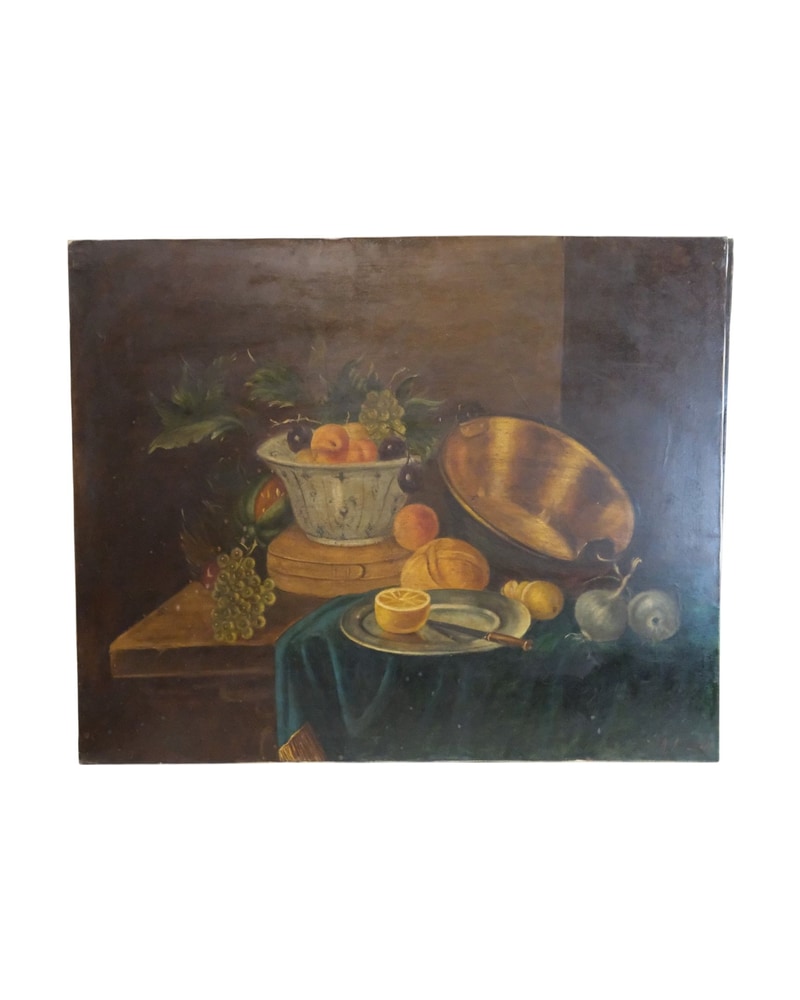 Spanish Still Life in Oil on Canvas, 20th Century