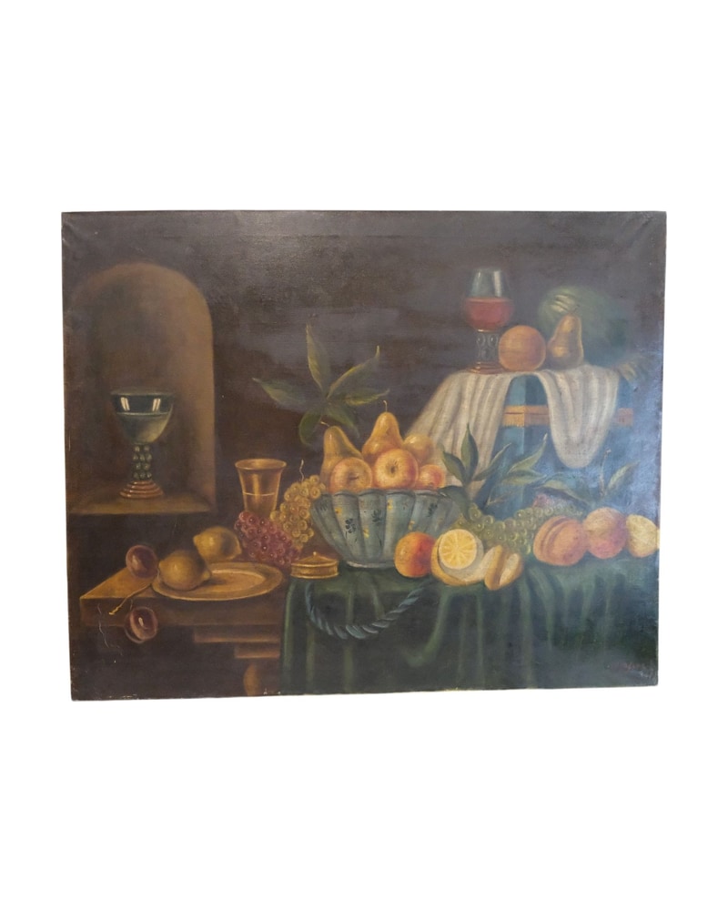 Spanish Still Life, Oil on Canvas, 20th Century, with Signature