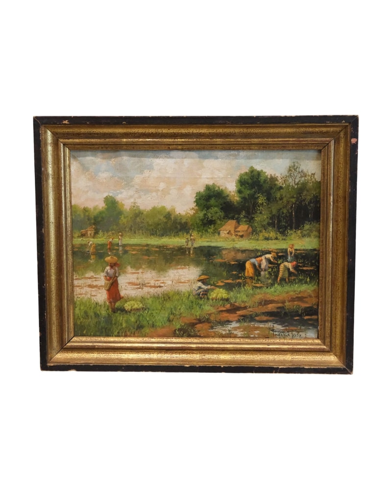 Oil Attributed to Amorsolo, 1959, Manila