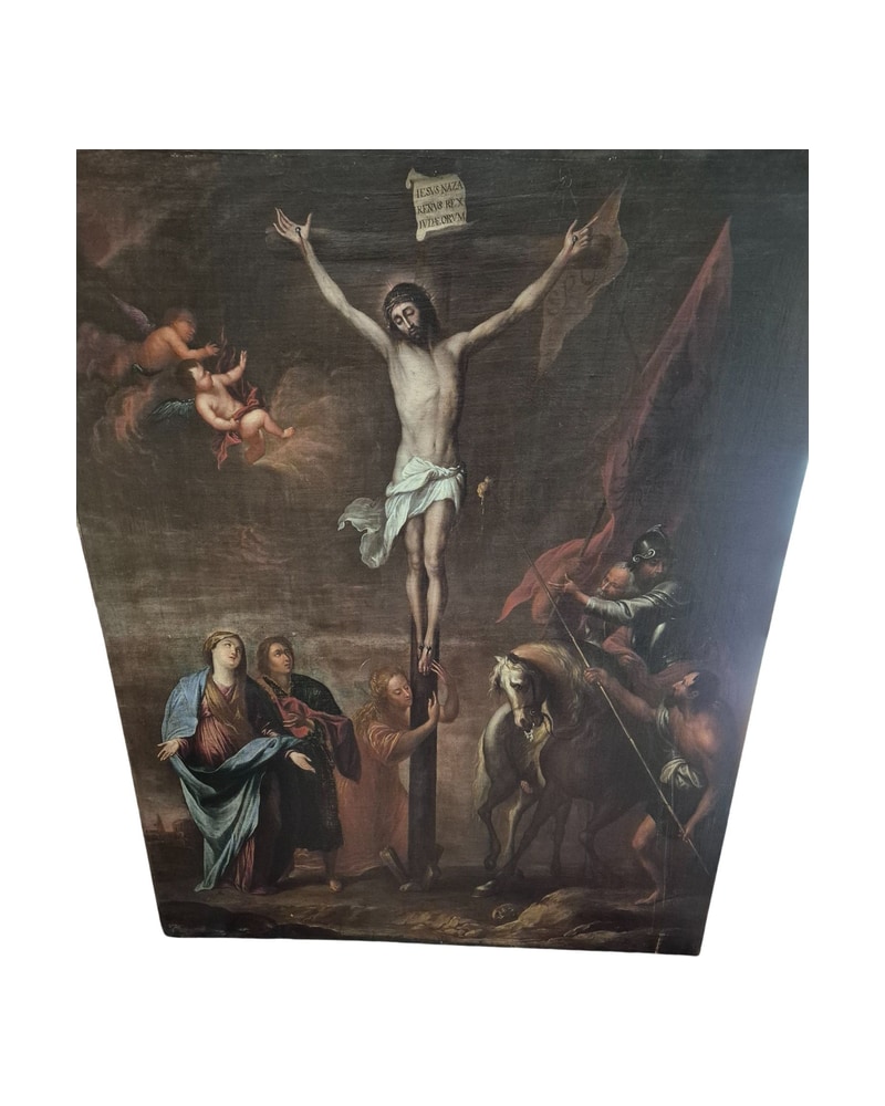 Flemish Oil Painting of the Crucifixion, 16th-18th Century