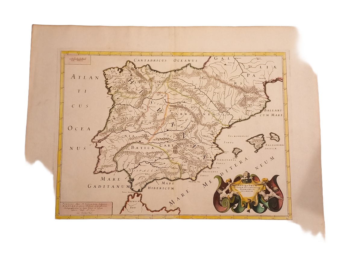 Geographical Map of Hispania, Tavernier, 1640