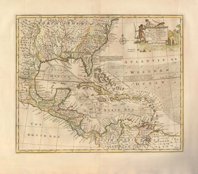 Map of the Caribbean by Bowen, 1747