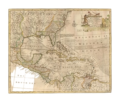 Map of the Caribbean by Bowen, 1747