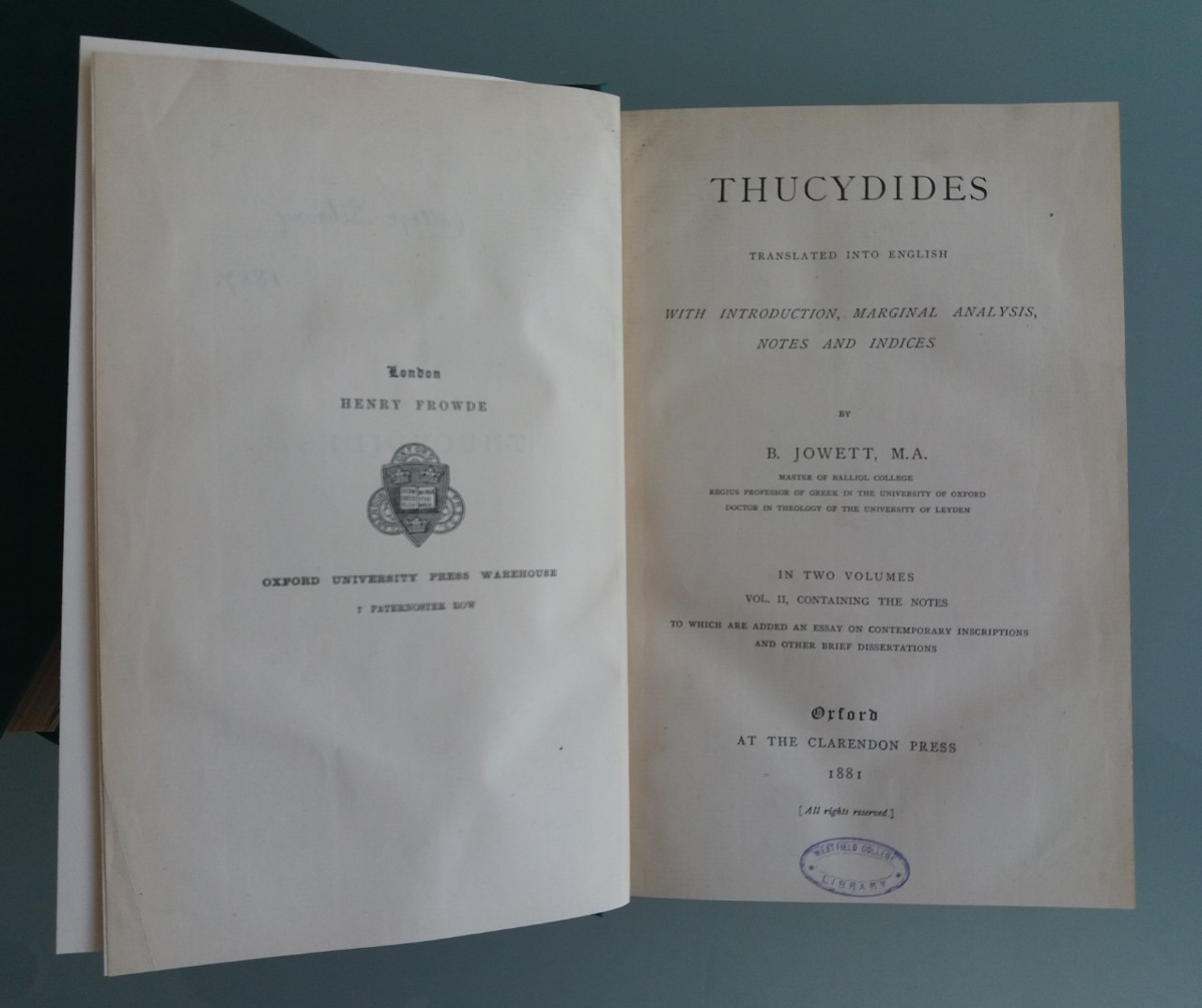 Thucydides by Jowett, Benjamin, 1881