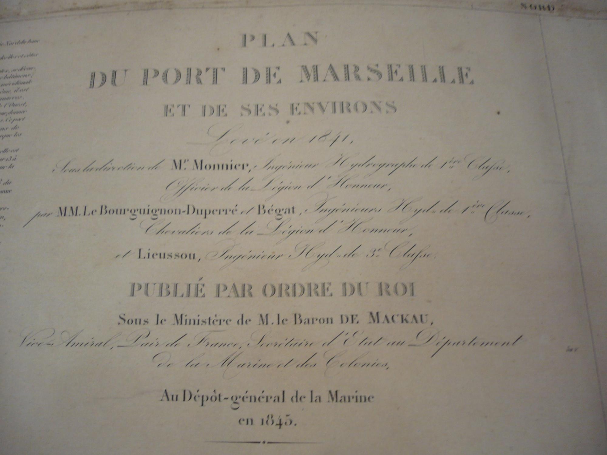 1845 Monnier, Bourguignon-duperré y Lieussou Plan Du Port de Marseille
