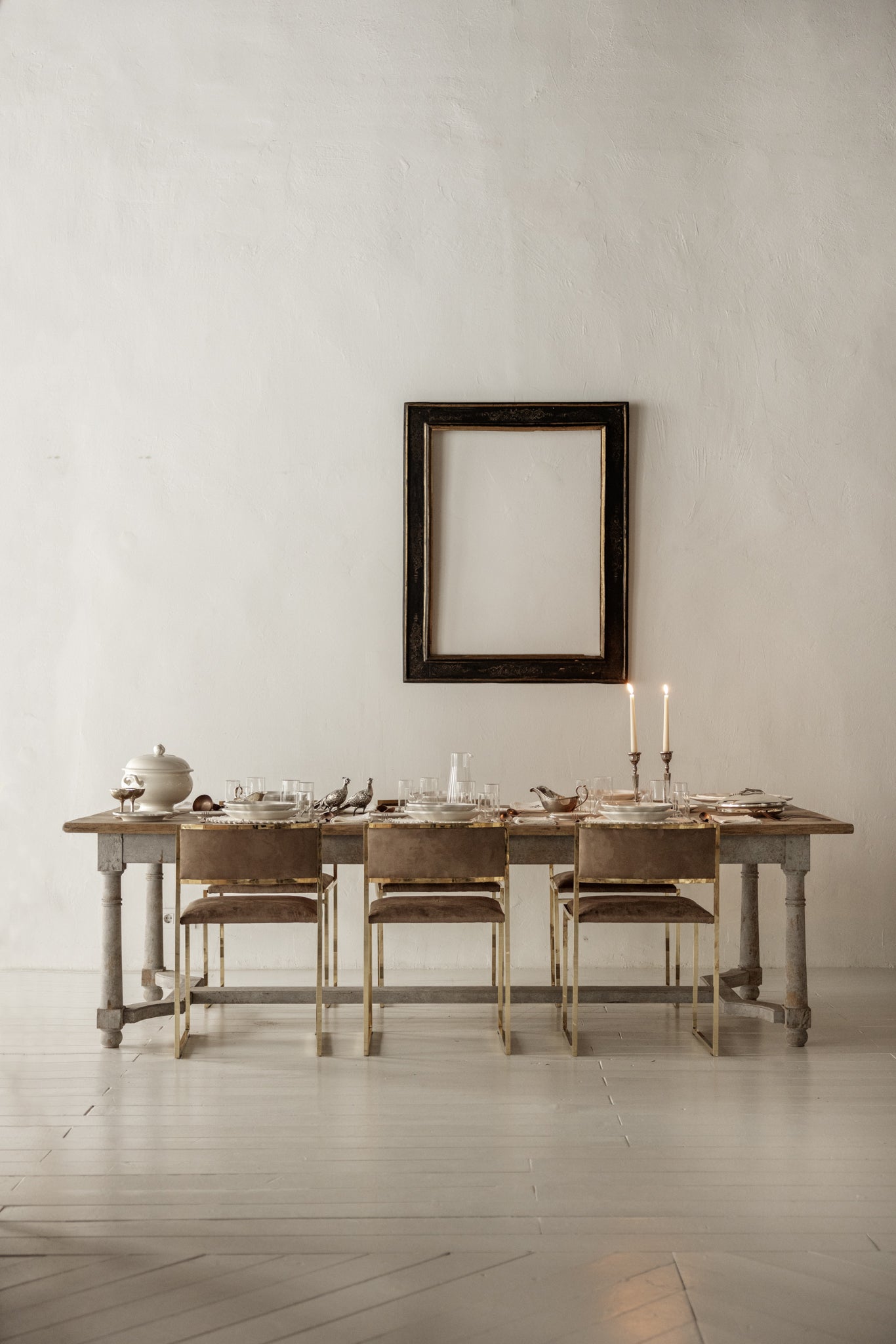 Mesa de Comedor del Siglo XXI de Madera con Pata Torneada