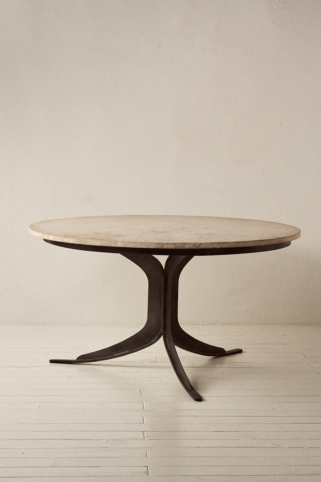 Mesa de Comedor del Siglo XX en Mármol Blanco y Forja - 3