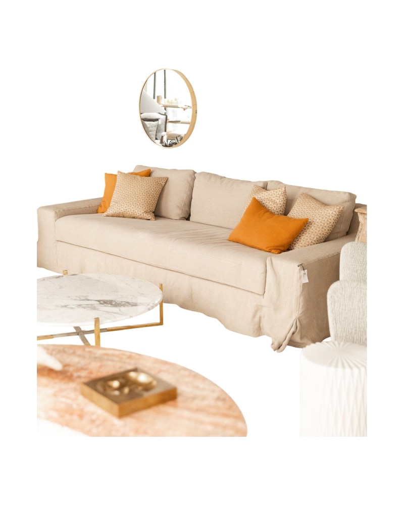 Removable Linen Sofa from the 21st Century with Wide Arm - 8/12