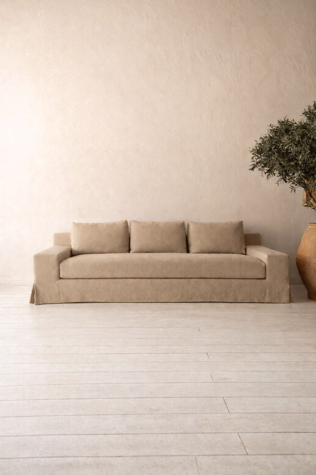 Sofá de Lino Desenfundable del Siglo XXI con Brazo Ancho - 2