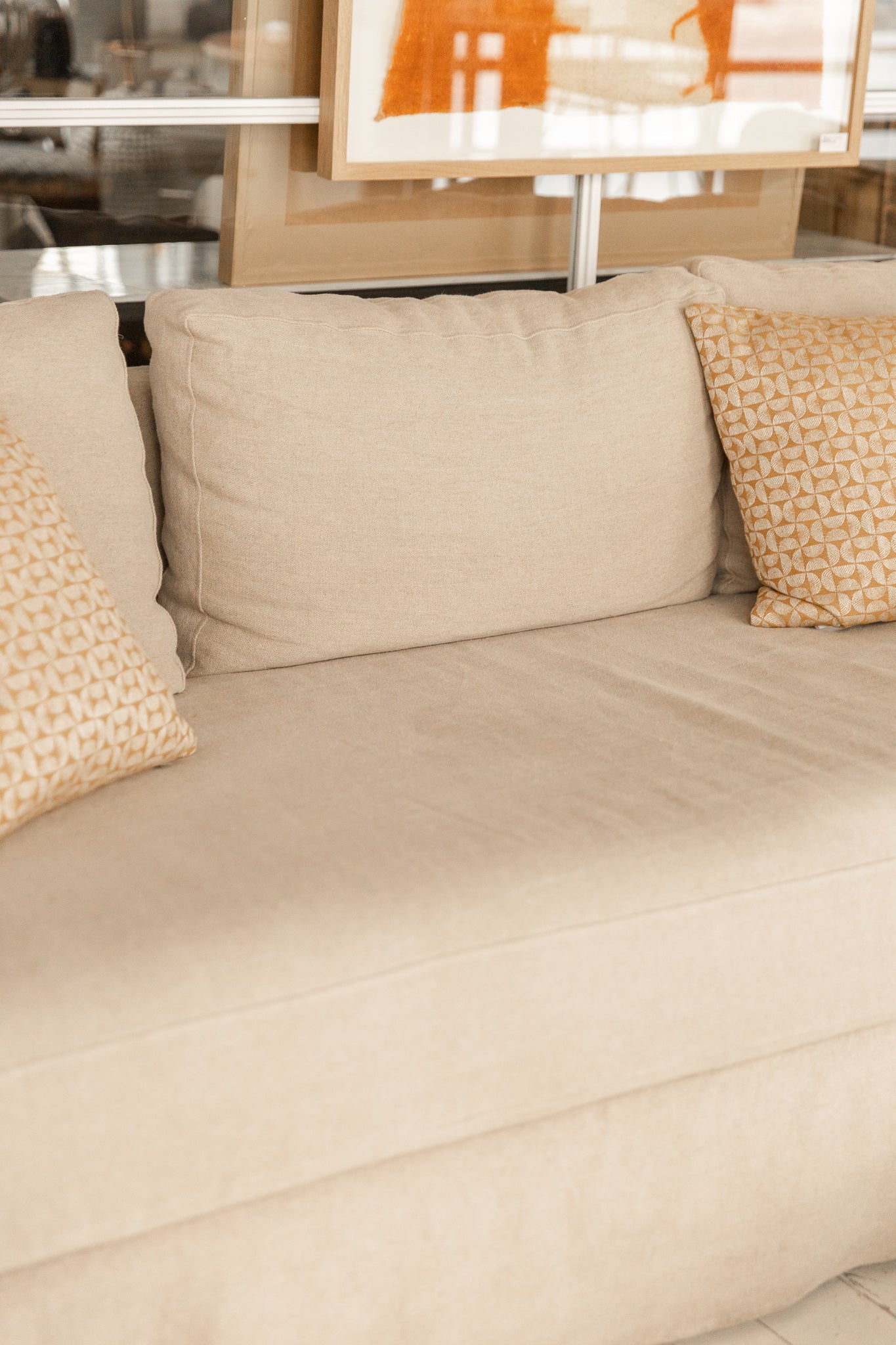 Sofá de Lino Desenfundable del Siglo XXI con Brazo Ancho - 3