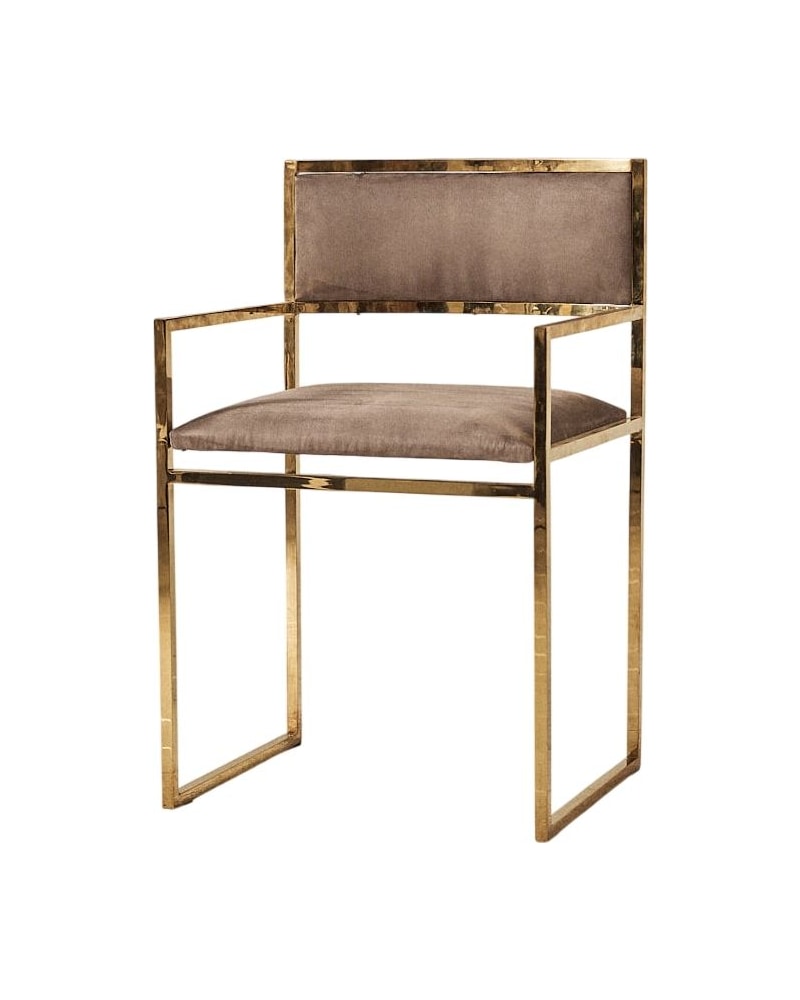 Brass Armchair with Upholstery in Semi Suede - 2/16