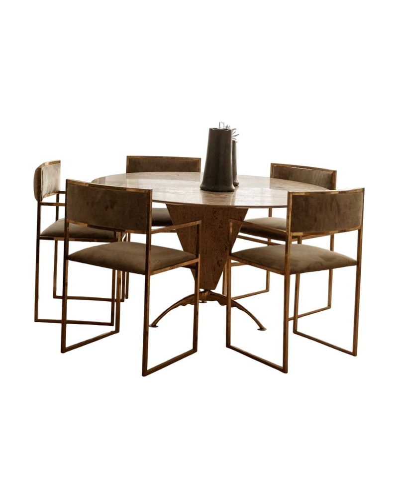 Brass Armchair with Upholstery in Semi Suede - 3/16