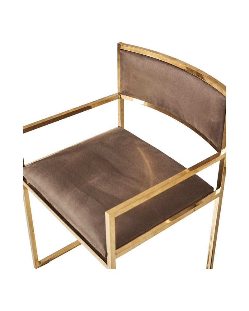 Brass Armchair with Upholstery in Semi Suede - 16/16