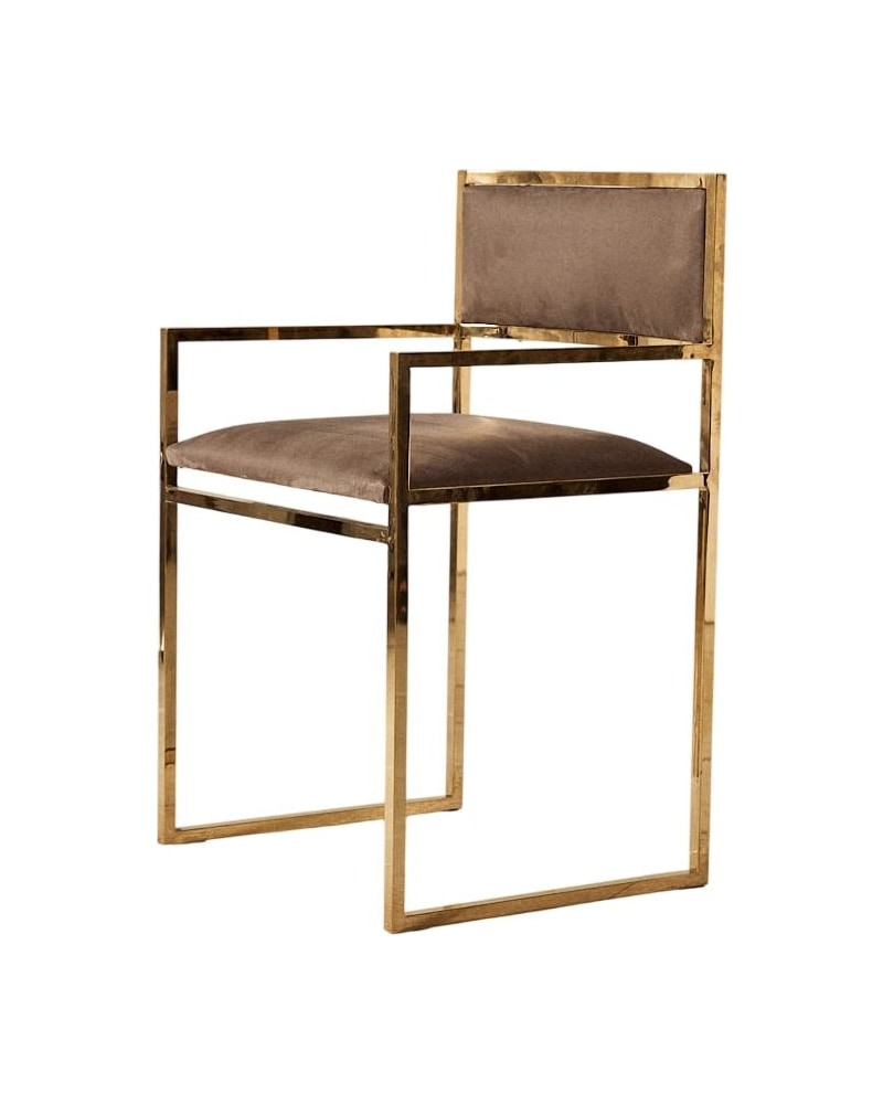 Brass Armchair with Upholstery in Semi Suede - 14/16