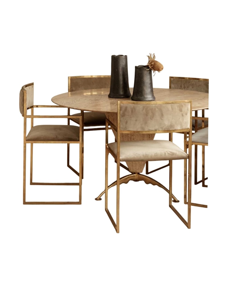 Brass Armchair with Upholstery in Semi Suede - 4/16