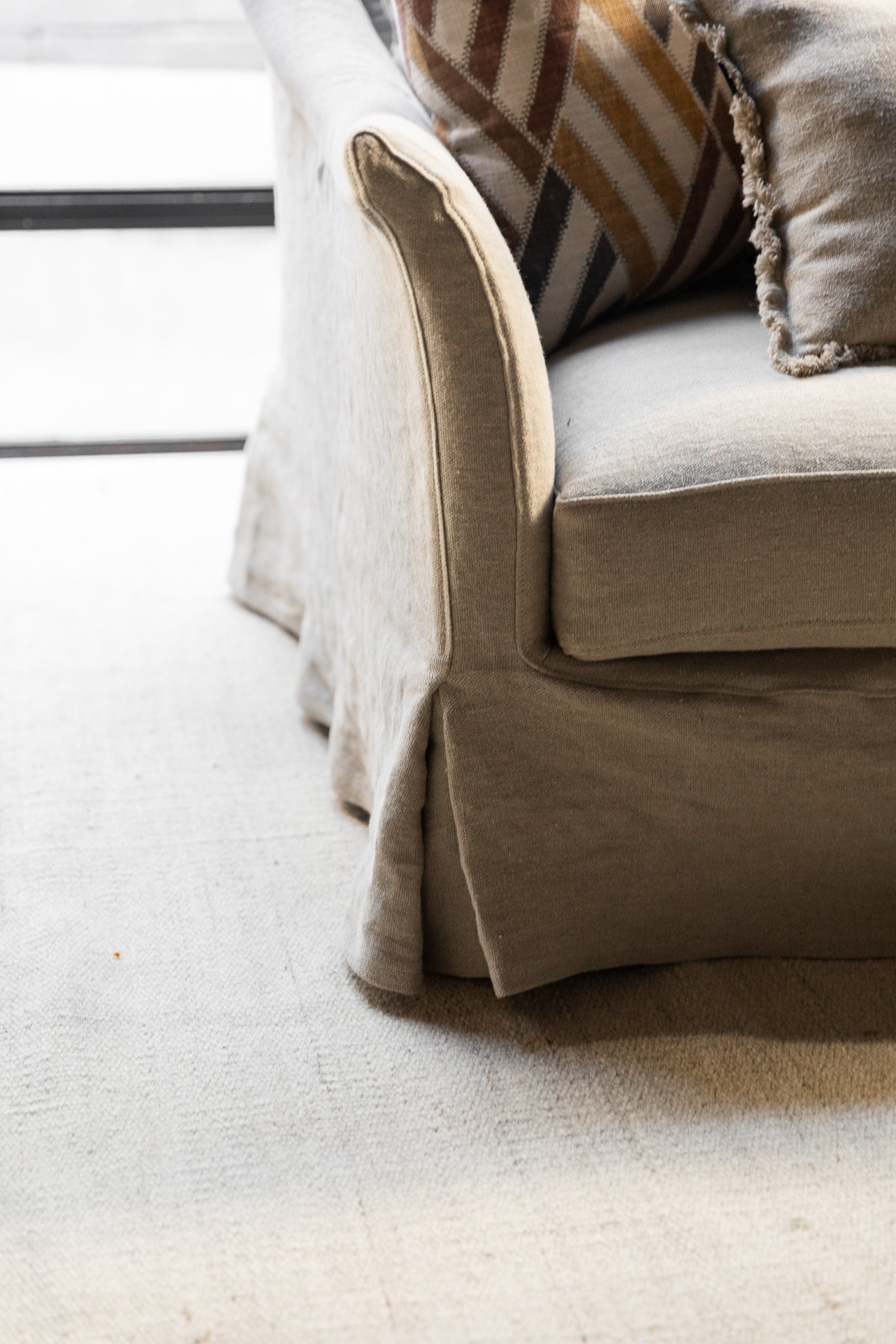 Sofá de Lino Desenfundable del Siglo XXI con Brazo Curvo - 5