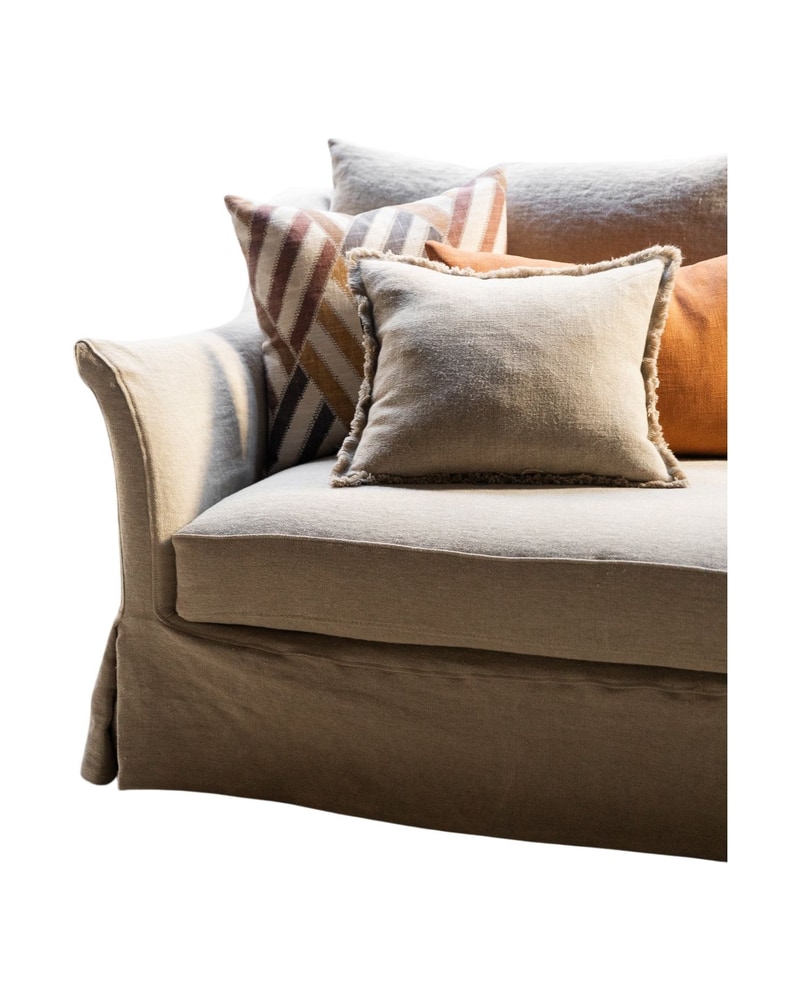 Removable Linen Sofa from the 21st Century with Curved Arm - 3/13