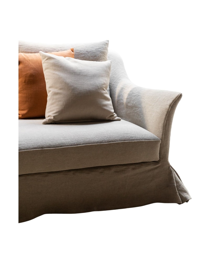 Removable Linen Sofa from the 21st Century with Curved Arm - 2/13