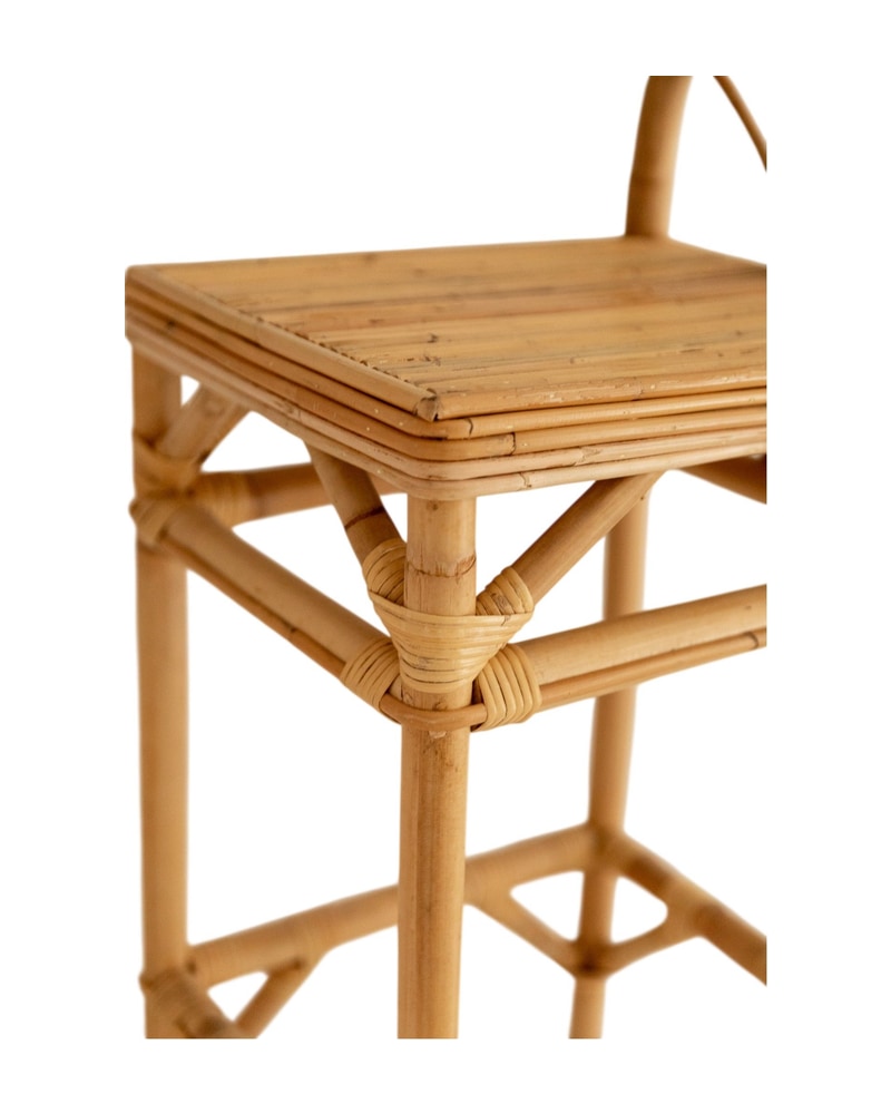 21st Century Rattan Stool with Curved Backrest - 3/6