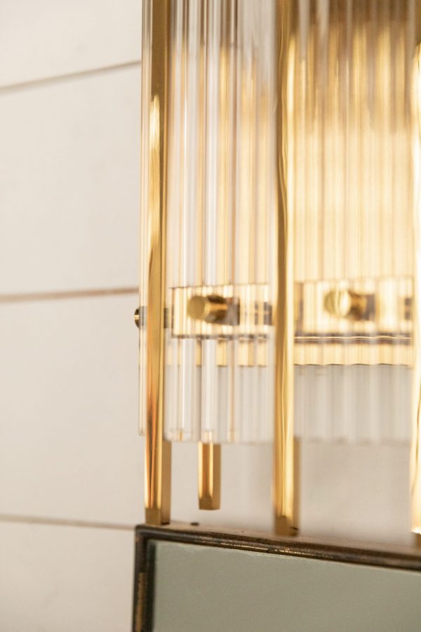 Aplique Rectangular del Siglo XIX en Cristal Estriado - 3