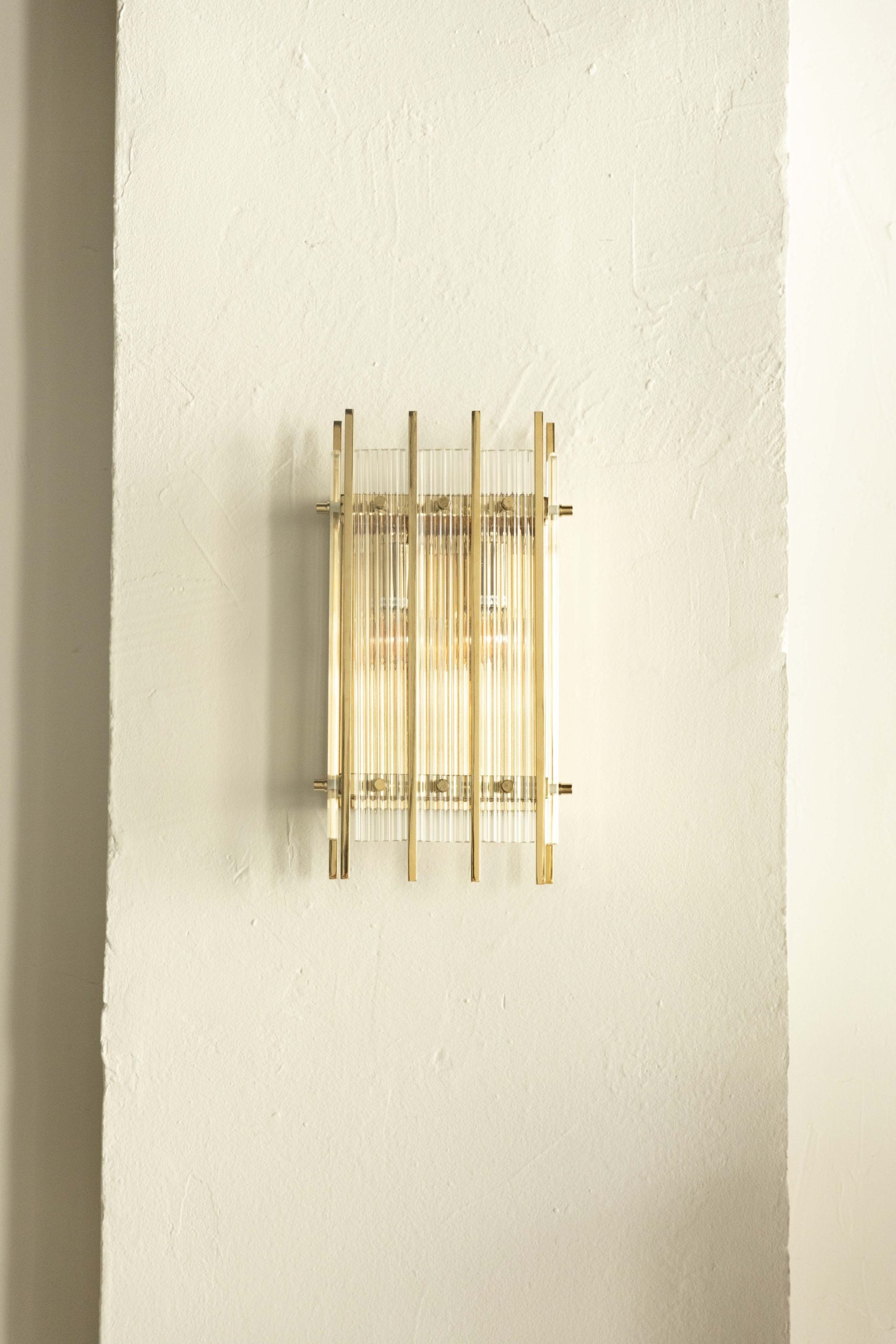 Aplique Rectangular del Siglo XIX en Cristal Estriado