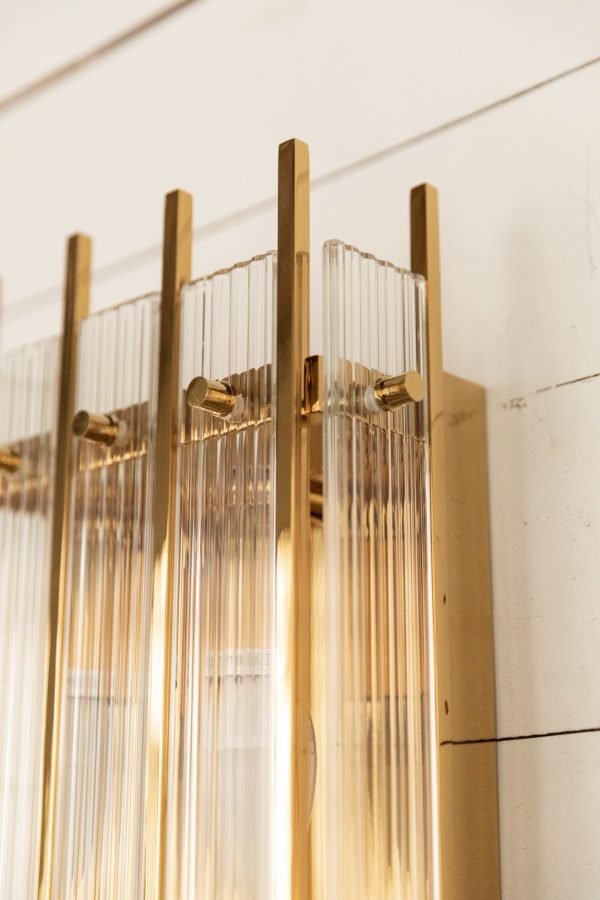 Aplique Rectangular del Siglo XIX en Cristal Estriado - 4