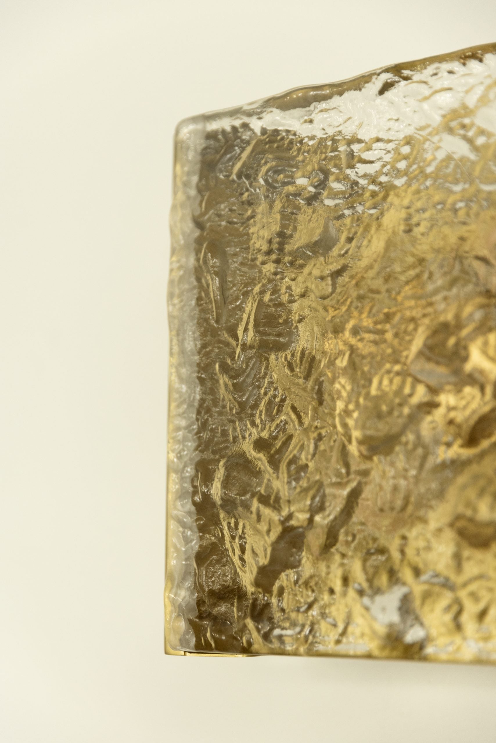 Aplique de Pared del Siglo XX en Latón y Vidrio Rugoso - 3